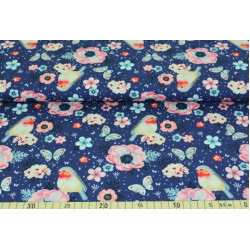 Baumwolle Rotkehlchen blau